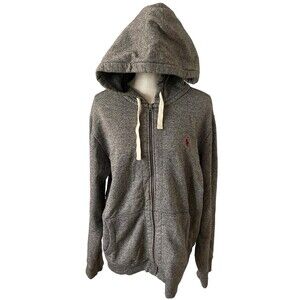 VTG Polo Ralph Lauren Men’s Gray Thermal Hoodie Zip Up Sweatshirt Size Large